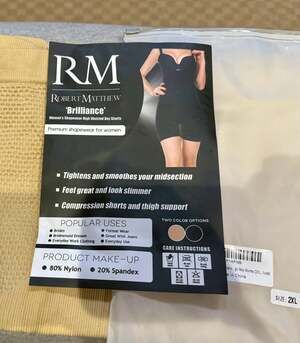Robert Matthew Brilliance High Waisted Women's Shapewear Boy Shorts Nude 2XL NIB